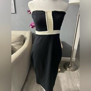Express Black and Cream Contrast Bodycon Dress